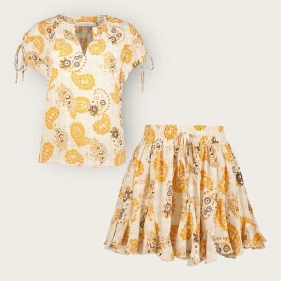 bishop + young Dresses & Skirts - NWT | Bishop & Young | Luna Blouse & Splendor Skirt Set | Orange/Ivory | Small